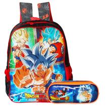 Mochila De Alças Dragon Ball Super + Estojo Meninos Infantil