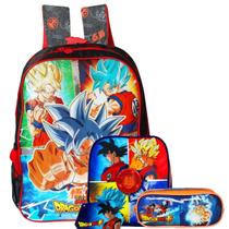 Mochila De Alças + Estojo Infantil + Lancheira Dragon Ball