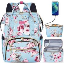 Mochila de almoço Kaome para laptop de 15,6" para mulheres com porta USB