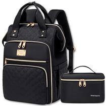 Mochila de almoço Weitars para mulheres com laptop de 15,6" preta Mochila de almoço Weitars para mulheres com laptop de 15,6" preta
