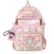 Mochila de anime para adolescentes e meninas com acessórios Mochila estética Mochila de viagem anti-roubo fofa de desenho animado