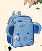 Mochila de bicho elefante azul menino escolar passeio