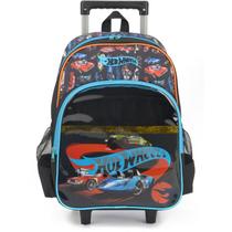 Mochila de Carrinho Escolar Infantil Hot Wheels Preta Luxcel