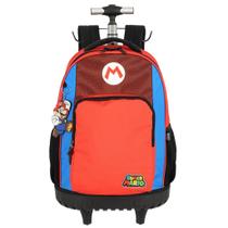 Mochila De Carrinho Escolar Infantil Mario Bros Vermelho