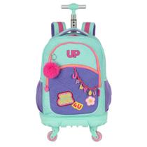 Mochila De Carrinho Escolar Infantil Up4you Turquesa Com Roxo