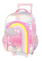 Mochila de carrinho escolar unicornio arco iris