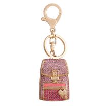 Mochila de chaveiro Creative rosa cravejada de strass
