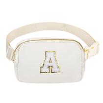 Mochila de cintura VOROLO Personalizada Letter A Fanny Pack branca Mochila de cintura VOROLO Personalizada Letter A Fanny Pack branca