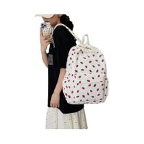 Mochila De Corduroy Grande Com Estampa De Morango, Alça Ajustável Para Adolescentes E Mulheres, Mochila De Corduroy Grande Com Estampa De Morango, Alça Ajustável Para Adolescentes E Mulheres,