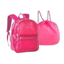 Mochila De Costa C/Bolsa Removível Neon Rosa 17 -Clio Style