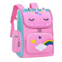 Mochila de Costa Escolar Infantil Feminina Unicórnio Arco-Íris, Grande Capacidade, Impermeável, Design Encantador, Confo
