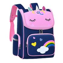 Mochila de Costa Escolar Infantil Unicórnio Arco Iris Para Menina Com Grande Capacidade Impermeável Impressão