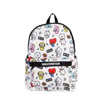 Mochila De Costa Escolar Personagens Bt21 - Branca Mochila De Costa Escolar Personagens Bt21 - Branca