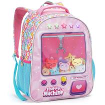 Mochila De Costa Infantil Escolar Fluffy Machine Led Pelúcias Menina
