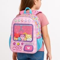 Mochila De Costa Infantil Escolar Fluffy Machine Led Pelúcias Menina