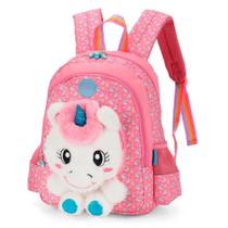 Mochila De Costa Unicornio Com Orelha 3D Petit Pink - Pq