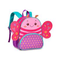 Mochila de Costas 13" Infantil Escolar Borboletinha Colorida Animais 3D Zoo Clio Pets Creche Passeio Menina Original