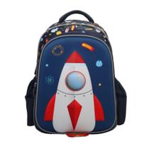 Mochila De Costas 14" Foguete 3D Infantil Escolar Passeio - Yins