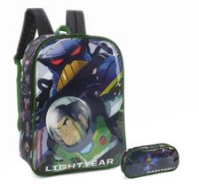 Mochila de Costas Buzz Lightyear com Estojo Infantil Escolar