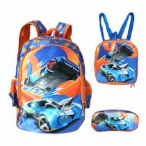 Mochila De Costas Com Lancheira E Estojo Hot Wheels GV Bolsas