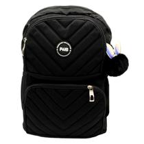 Mochila de Costas com Pompom Premium Escolar Feminina Fashion Faculdade