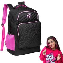 Mochila De Costas Escolar Emilly Vick College Preta Rosa 17"