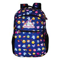 Mochila De Costas Escolar Feminina Emoji Zapzap Azul - Vozz Mochila De Costas Escolar Feminina Emoji Zapzap Azul - Vozz