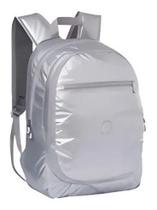 Mochila De Costas Escolar Feminina Juvenil Metalizada Prata