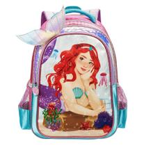 Mochila De Costas Escolar Infantil Meninas Sereia Ruiva 3D Mochila De Costas Escolar Infantil Meninas Sereia Ruiva 3D