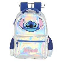 Mochila De Costas Escolar Infantil Stitch Disney Metálico