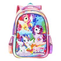 Mochila De Costas Escolar Infantil Unicórnio Rainbow Follow Mochila De Costas Escolar Infantil Unicórnio Rainbow Follow