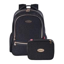 Mochila De Costas Escolar Juvenil + Estojo 100 Lápis Matelassê Meninas