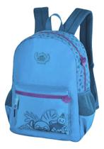 Mochila De Costas Escolar Stitch Azul Claro