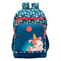 Mochila de Costas Escolar Unicornio Rosa e azul - Xeryus