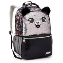 Mochila de Costas Feminina Gatinha Brilhante Preta 17L SEANITE