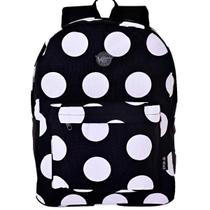 Mochila De Costas Feminina Juvenil Básica Bolinhas Cor:Preto