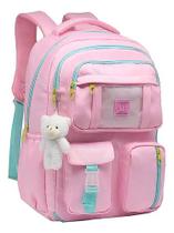 Mochila De Costas Grande Escolar Chaveiro Ursinho Feminina Mochila De Costas Grande Escolar Chaveiro Ursinho Feminina