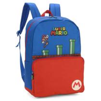 Mochila de Costas Infantil Bolsa Super Mario Bros 45cm Azul