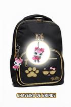 Mochila de costas Infantil Gatinha Menina Rosa, Preto, Salmão e verde água Mochila de costas Infantil Gatinha Menina Rosa, Preto, Salmão e verde água