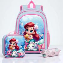 Mochila de Costas Infantil Kit Escolar Lancheira e Estojo Grande Feminino Mochila de Costas Infantil Kit Escolar Lancheira e Estojo Grande Feminino