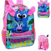 Mochila De Costas Infantil Menina Coala Orelhinha Em Pelucia