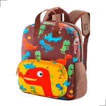 Mochila de Costas Infantil Menino Dinossauro Grande 2 Bolsos Escolar Bolsa Masculina Passeio