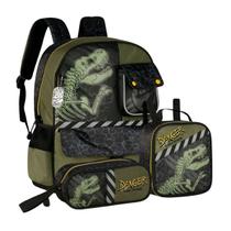 Mochila De Costas Infantil Resistente Dinossauro T-Rex Attack Danger + Lancheira Térmica e Estojo Escolar Infantil Clio Mochila De Costas Infantil Resistente Dinossauro T-Rex Attack Danger + Lancheira Térmica e Estojo Escolar Infantil Clio