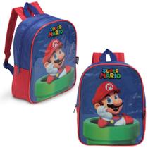 Mochila De Costas Infantil Super Mario Grande Cor Azul