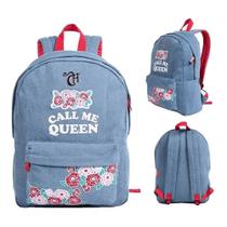 Mochila De Costas Jeans Feminina Capricho Grande Reforçada