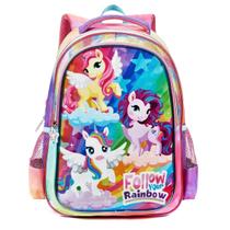 Mochila de Costas Juvenil Escolar Estampa Colorida Material Reforçada Resistente Casual P/ Viagem Passeio Meninas