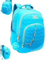 Mochila De Costas Juvenil Feminino Escolar Com Chaveiro Vkc