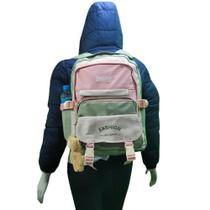 Mochila De Costas Juvenil Menina Escolar Chaveiro Ursinho
