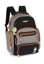 Mochila De Costas Juvenil Snoopy Porta Notebook C/ Chaveiro Preto/Marrom - Luxcel