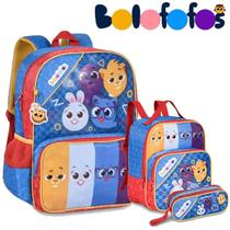 Mochila de Costas Lancheira Térmica e Estojo Duplo Bolofofos